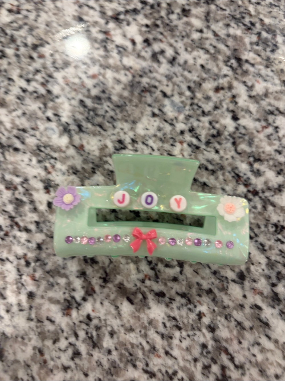 Mint Green Kids Hair Clip with JOY Beads new